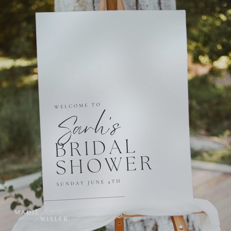 Bridal Shower Ideas Minimalist, Bridal Brunch Welcome Sign, Bridal Shower Sign Ideas, Bridal Shower Welcome Signs, Minimalist Bridal Shower Ideas, Modern Bridal Shower Ideas, Welcome To Bridal Shower Sign, White Bridal Shower Theme, Bridal Brunch Sign