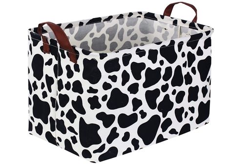 NTAOHAMPER Rectangular Cow Storage Basket,Waterproof Cowprint Box with Handles for Bedroom,Baby Room Decor,Gift Basket for Cow Lovers,Collapsible Kids Toys Bin(Cow) Canvas Organizer, Kids Laundry Basket, Storage Bin Shelves, Clothes Shelves, Nursery Hamper, Nursery Baskets, Laundry Basket Organization, Kids Easter Basket, Toy Bins