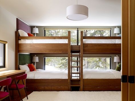 Sugar Bowl Residence by John Maniscalco Architecture. Will they all get along? Adult Bunk Beds, Double Bunk Beds, Modern Bunk Beds, Bunk Beds Built In, Built In Bunks, Bunk Rooms, Cool Bunk Beds, Bunk Beds With Stairs, Bunk Bed Designs