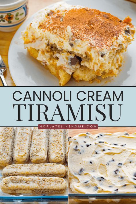 Cannoli Tiramisu, Cannoli Trifle, Tiramisu Cannoli Recipe, Cannoli Tiramisu Cake, Cannoli Pie No Bake, Tiramisu Cannoli, Cannoli Brownies, Spumoni Dessert, Cannoli Recipe Filling Mascarpone