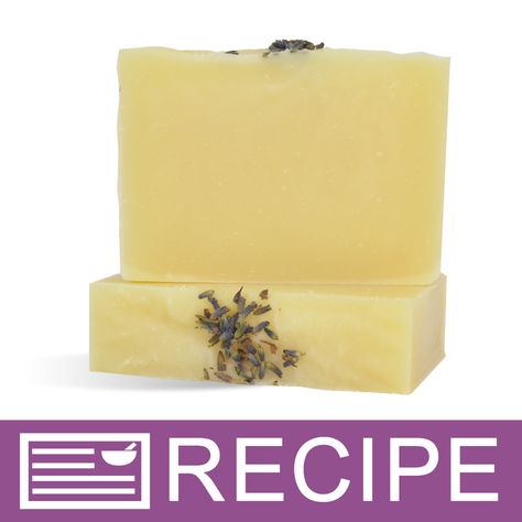 This beginner recipe is great for anyone just learning to make cold process soap. The lavender essential oil gives the final product a relaxing herbal and floral aroma. Sprinkling lavender buds on top is the perfect finishing touch! Lavender Soap Recipe, Bubble Recipe, Lavender Recipes, Honey Lavender, Soap Making Kits, Coconut Soap, Wholesale Soap, Ingredient Labels, Soap Recipe