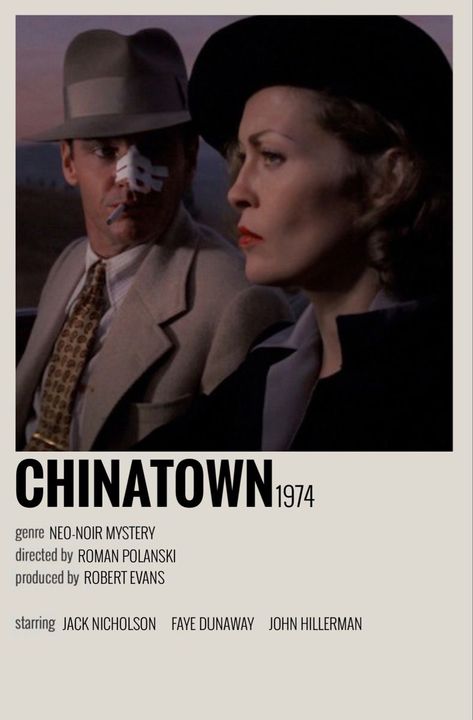 Chinatown Movie, Chinatown Film, 80s Classics, Netflix Hacks, Faye Dunaway, Acting Tips, Roman Polanski, Robert Evans, Minimal Movie Posters