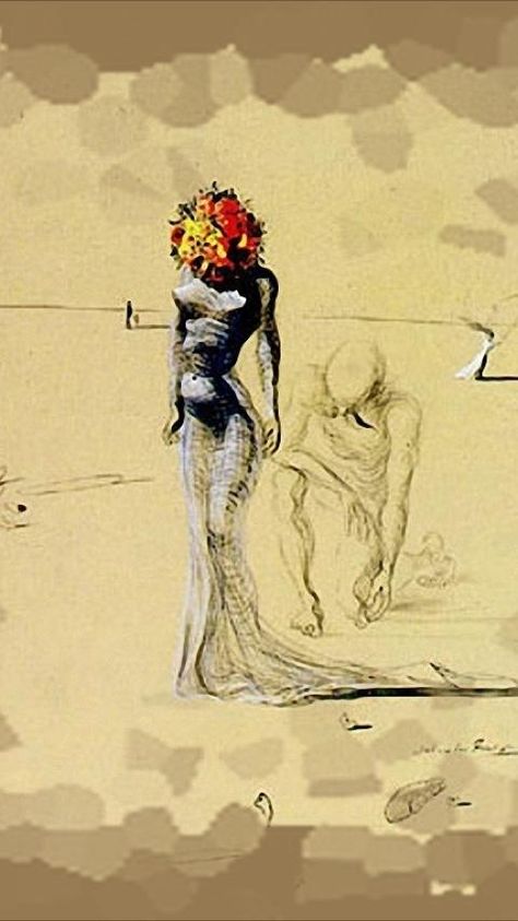 tattoo..... Salvador Dali Drawing, Dali Prints, Woman With Flower Head, Salvador Dali Artwork, Dali Artwork, Surreal Art Painting, Salvador Dali Paintings, Salvador Dali Art, Dali Paintings