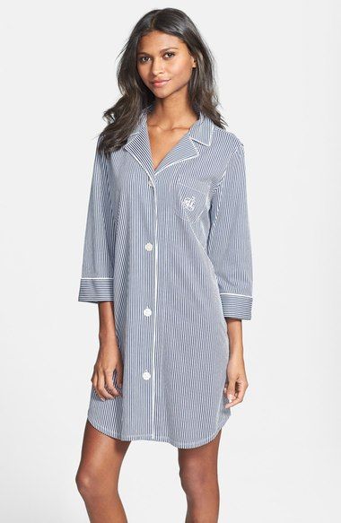 Lauren Ralph Lauren - Jersey Sleep Shirt Night Wear For Women Sleep, Night Wear Pajamas, Nordstrom Outfit, Night Suit For Women, Pajama Day, Cute Sleepwear, Dress Salwar Kameez, Nordstrom Women, Embroidery On Clothes