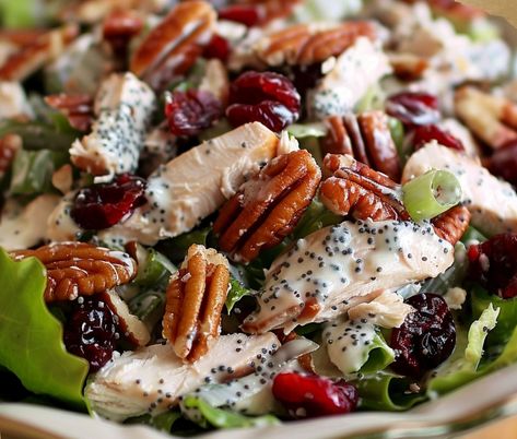 Cranberry Pecan Chicken Salad with Poppy Seed Dressing – Chloe foods Cranberry Pecan Chicken Salad With Poppy Seed Dressing, Cranberry Pecan Chicken Salad, Mrs Dash Seasoning, Salad With Poppy Seed Dressing, Cranberry Chicken Salad, Holiday Recipes Thanksgiving, Pecan Chicken Salads, Poppyseed Dressing, Pecan Chicken