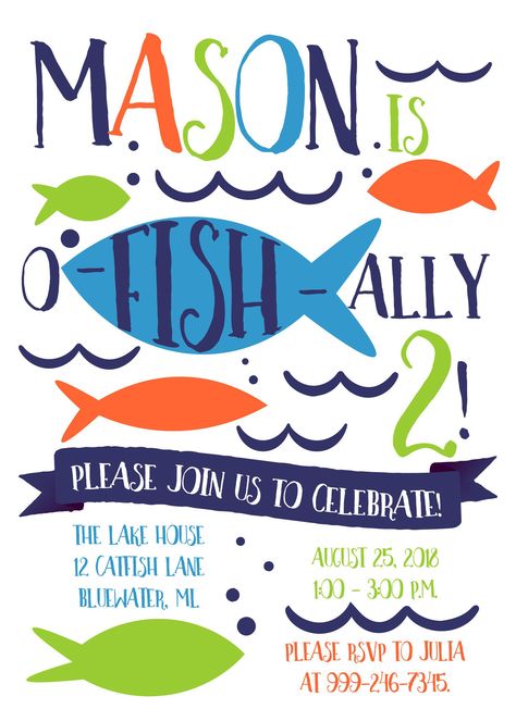 Fishing Theme Birthday Invitations, Birthday Party Themes For Women, Party Themes For Women, Fishing Invitations, Fishing Birthday Invitations, Fishing Themed Birthday Party, Fish Birthday, Fishing Birthday Party, O Fish Ally