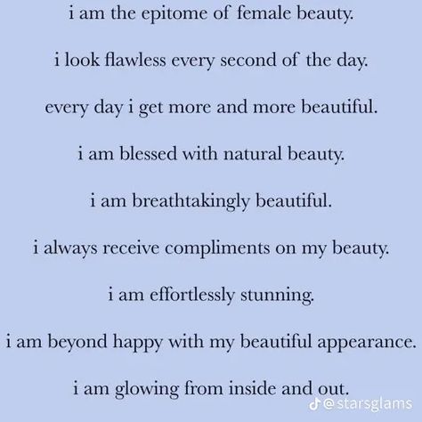 Manifesting Physical Looks, Desired Person Affirmations, Small Forehead Affirmations, Beauty Affirmations Law Of Assumption, Revision Affirmations, Desired Appearance Affirmations, Physical Beauty Affirmations, Shower Affirmations, Affirmations Confidence