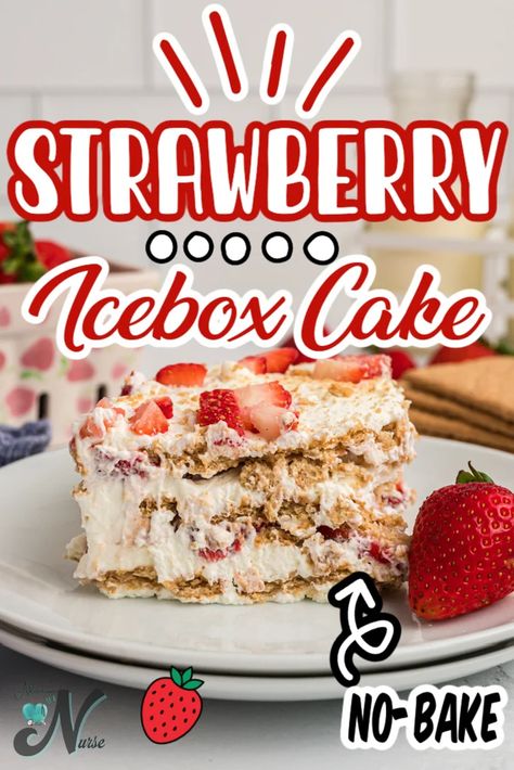 Strawberry Refrigerator Cake, Layered Ice Cream Cake, Graham Cracker Dessert, Refrigerator Cake, Recipes With Cool Whip, Whipped Cream Desserts, Strawberry Icebox Cake, Banana Split Cake, Dessert From Scratch