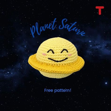 Saturn Crochet Pattern, Instagram Pattern, Saturn Planet, Planet Saturn, Free Pattern Crochet, Cute Sewing Projects, Space Theme, Amigurumi Free, Amigurumi Free Pattern