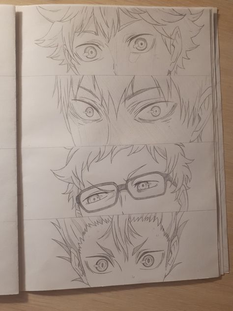 Haikyuu Art Drawing, How To Draw Haikyuu Characters, Haikyuu Eyes Drawing, Haikyuu Drawing Kageyama, Haikyuu Characters Drawing, Haikyu Drawing Sketch, Haikyuu Drawing Reference, Kageyama Drawing Sketch, Kageyama Painting