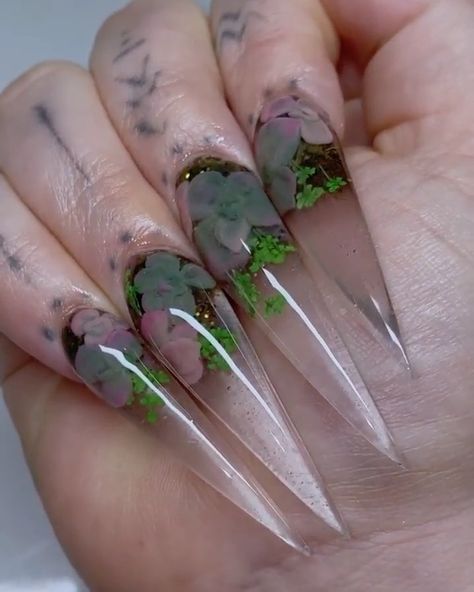 Dazed Beauty on Instagram: “Terrarium nail realness 🌿 ⁠ 🔄 @vivxue” Succulent Nails, Magnum Opus, Soft Nails, Press Ons, Makeup Blogger, Nail Tech, Beauty Nails, Nail Inspo, Succulent