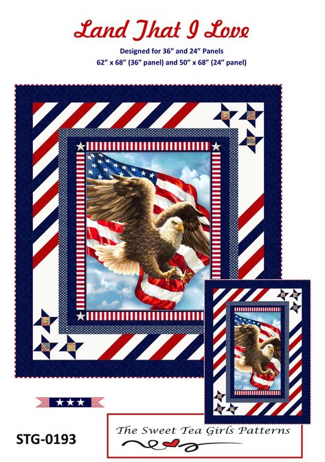 Land that I Love Downloadable PDF Love Quilt Pattern, Stripe Quilt Pattern, Throw Quilt Pattern, Stripes Quilt, Eagle Quilt, Applique Books, Love Quilt, Panel Quilt Patterns, Flag Quilt