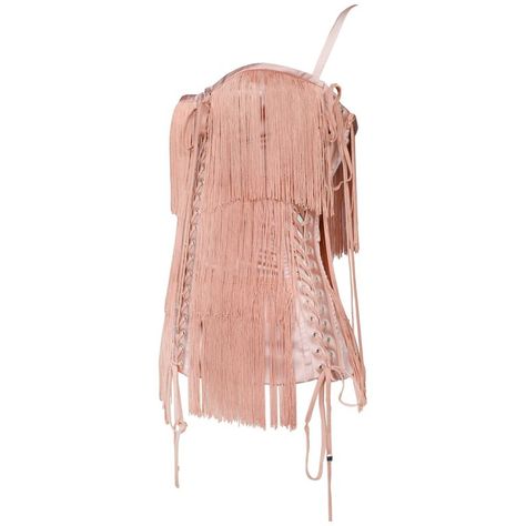 Dolce & Gabbana Fringe & Lace Up Corset Top 2003 Bustier, Pink Size 38 Red Bustier Top, Heavy Fringe, Red Corset Top, Dolce And Gabbana Runway, Corset Bustier Top, Lace Bustier Top, Lace Up Corset, Red Corset, Azzedine Alaia