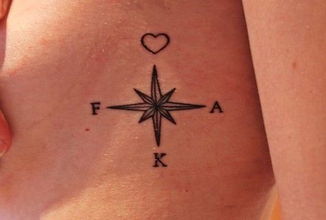 Travels. Tattoo Quotes About Life, Hidden Tattoos, Matching Sister Tattoos, Sibling Tattoos, Initial Tattoo, Rosen Tattoo, A Compass, Family Tattoos, Sister Tattoos