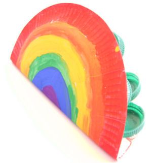 Rainbow castanets craft Fruitloop Rainbow Craft, Pride Preschool Activities, Castanets Craft, Pride Activities For Toddlers, Simple Diorama, Patriot Day Crafts For Kids, Paper Plate Rainbow Pot Of Gold, St Patrick Rainbow Craft, Instrument Craft