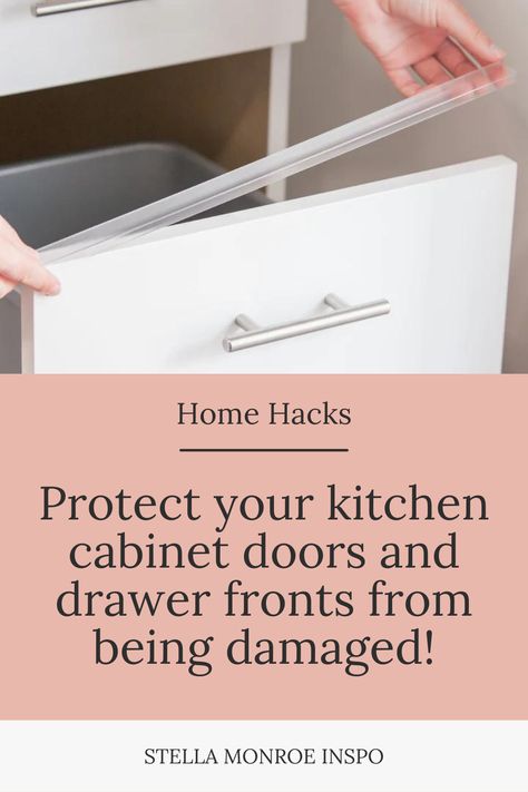 The “Slimline” is a low profile slip-on cover to guard the top edge of a cabinet door or drawer front. It can also be placed on the side or bottom edge of a door/drawer to protect against nicks from brooms or vacuums when cleaning. Easily protect your cabinets from daily wear, discoloration, chipping, peeling, and water drips without sacrificing your kitchen’s appearance. No adhesive is needed to secure the guard. Simply slip the guard off when needed to reveal clean cabinets. Cabinet Protectors, Top Of Cabinets, Door Protector, Cleaning Cabinets, Door Guard, Door Bumper, Bathroom Drawers, Edge Guard, Plastic Shelves