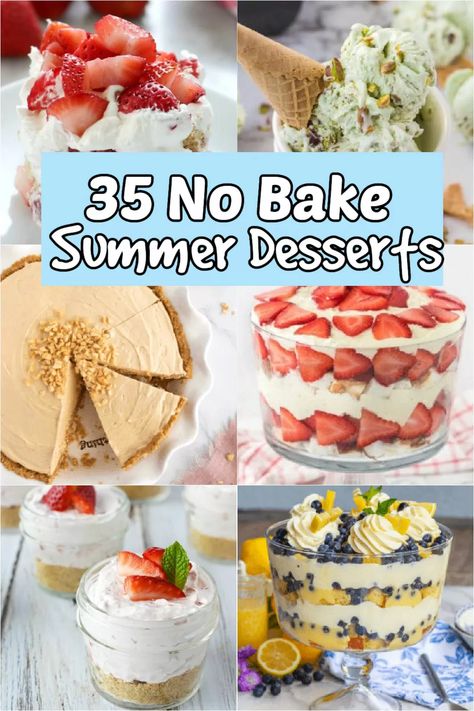 Cool Deserts For Summer, Cold Deserts Recipes No Bake, Easy Summer No Bake Desserts, Easy Beach Desserts, Refreshing Summer Desserts Easy, Hot Day Desserts, Summer Side Dishes Dessert, No Bake Summer Desserts For A Crowd, Summer Birthday Dessert Ideas