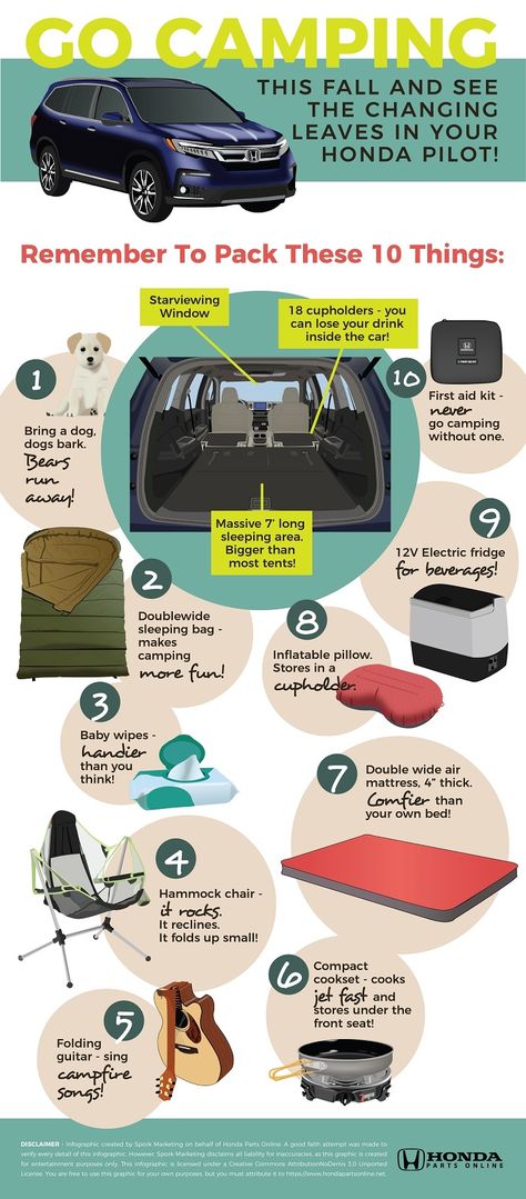 10 Things You Need to Car Camp in a Honda Pilot | Honda Parts Online Blog | HondaParts Car Camping In Honda Crv, Crv Car Camping, Car Camping Accessories, Honda Pilot Camper Conversion, Car Camping Suv, Car Camping With Kids, Honda Pilot Camping, Suv Camping Ideas, Honda Crv Camping