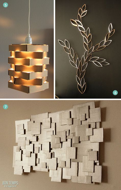 DIY Ideas: 10 Clever Ways to Use Cardboard in Your Decor » Curbly | DIY Design Community Cardboard Decor, Diy Karton, Karton Design, Diy Lampe, Diy Wand, Hemma Diy, Cardboard Art, Seni Origami, Diy Cardboard