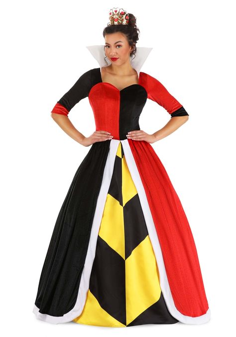 PRICES MAY VARY. Size: Small Concealed zipper at center back Stand up collar of stiffened dull satin Alice in Wonderland Deluxe Queen of Hearts Costume: There aren't many things more fun than watching our favorite Disney movies. But stepping into an outfit that has you feeling like you've entered a world of whimsey certainly gets close! If you want to unleash your inner queen, our Deluxe Disney Queen of Hearts costume may fulfill your fashion fantasy! This look is inspired by the classic charact Alice In Wonderland Costume Adult, Disney Queen Of Hearts, Queen Of Hearts Dress, Disney Villain Costumes, Fairy Tale Costumes, Hearts Dress, Heart Costume, Disney Queens, Queen Of Hearts Costume