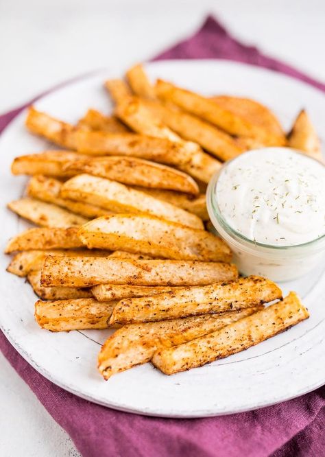 Turnip Fries, Jicama Fries, Greek Yogurt Ranch, Turnip Recipes, Greek Yogurt Chicken Salad, Yogurt Chicken Salad, Eggplant Parmesan Baked, Greek Yogurt Chicken, Greek Yogurt Dips