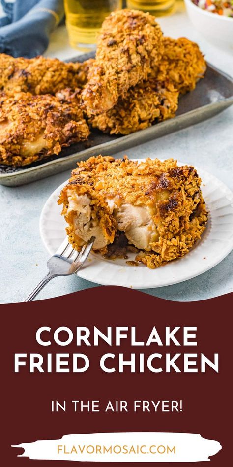 Corn Flake Chicken Air Fryer, Cornflake Chicken Air Fryer, Air Fryer Corn Flake Chicken, Air Fryer Cornflake Chicken, Cornflake Crust, Chicken In The Air Fryer, Cornflake Chicken, Chicken Dishes For Dinner, Recipe Copycat