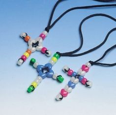 Beaded Cross Necklace, Vacation Bible School Craft, Pony Bead Crafts, Bible School Crafts, Christian Crafts, Sand Crafts, Vbs Crafts, Fun Arts And Crafts, Church Crafts