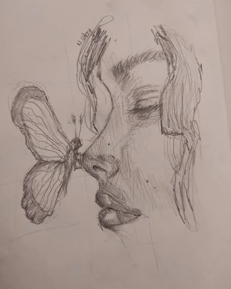 Butterfly Art Sketch, Random Pencil Drawings, Sketch Book Butterfly, Pinterest Drawing Ideas, Art Easy Drawing Sketches, Ideas For Art Draw, Drawings With Butterflies, Pretty Art Sketches, Art Sketches Butterfly