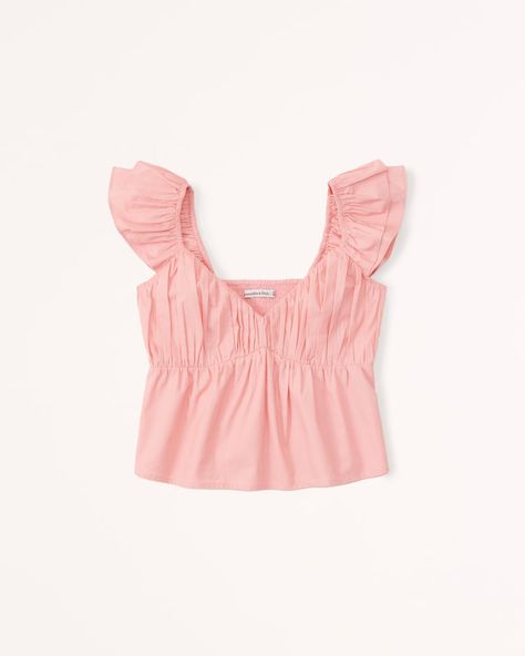 Women's Ruffle Poplin Top | Women's Tops | Abercrombie.com Peplum Crop Top, School Fit, Poplin Top, Peasant Style, Really Cute Outfits, Preppy Outfits, Dream Clothes, Pink Tops, Women's Tops