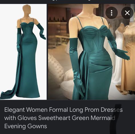 Prom Dress With Gloves, Teal Prom Dresses, Velvet Gloves, Forest Green Dresses, Dress With Gloves, Prom 2024, Green Prom, Mermaid Evening Gown, Green Mermaid