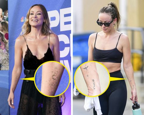 10+ Celebrity Tattoos That Became the Topic of Heated Discussions Celebrity Women Tattoos, Famous People Tattoos, April Tattoos, Celebrity Tattoos Women, Sunrise Tattoo, Button Tattoo, Barcode Tattoo, Toe Tattoos, Steve O