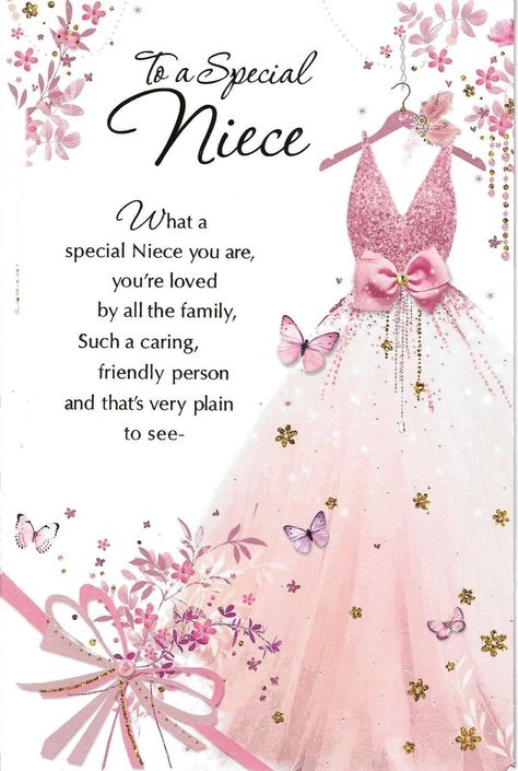 Pink Dress Design, Granddaughter Quotes, Happy Birthday Niece, Birthday Cards For Niece, Granddaughter Birthday, Late Birthday, Family Cards, Happy Birthday Greeting Card, Happy Birthday Greetings