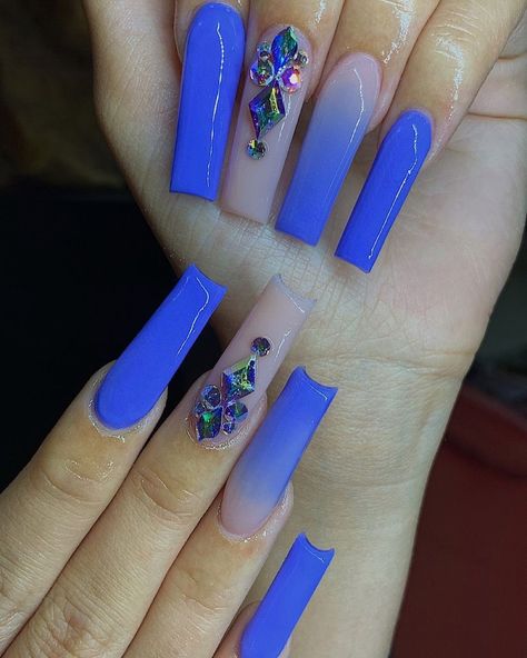 Blue Design Nails, Shower Nails, Baby Shower Nails, Color For Nails, Blue Acrylic Nails, Blue Nail, Long Square Acrylic Nails, Acrylic Nails Coffin, Square Acrylic Nails