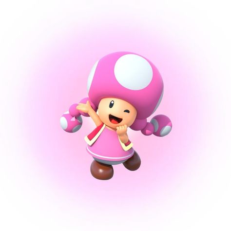 Pink Mario Icon, Toad Mario Aesthetic, Toad And Toadette Matching Pfp, Toadette Aesthetic, Toadette Tattoo, Toadette Wallpaper, Toadette Drawing, Toadette Pfp, Toadette Cosplay