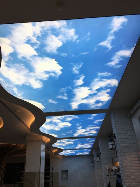 Cloud Roof Ceilings, Tray Ceiling Bedroom, Dental Design Interior, Ceiling Solutions, Fabric Ceiling, 3d Wallpaper For Walls, Roof Ceiling, Stylish Bedroom Design, Healthcare Architecture