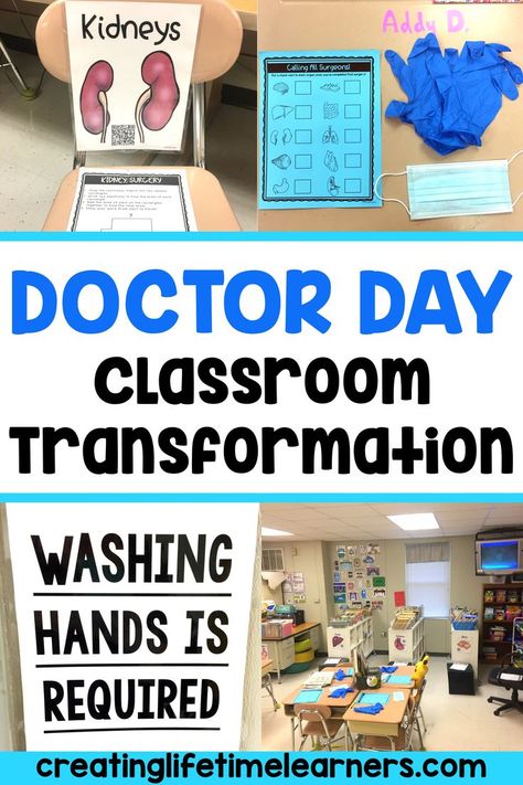 Check out this fun doctor classroom transformation theme for elementary students in first, second, third, fourth, fifth grade. This surgery room transformation will set the stage to engage and is stress-free! It's a worksheet or escape room alternative, and can be used in small groups or partners. 1st, 2nd, 3rd, 4th, 5th graders enjoy classroom transformation ideas. Digital and printables for kids (Year 1,2,3,4,5) #setthestagetoengage #classroomtransformation #mathactivities Ckla Human Body Second Grade, Human Body Classroom Transformation, Human Body Room Transformation, Operating Room Classroom Transformation, Surgery Room Transformation, Surgery Classroom Transformation, Hospital Room Transformation, Hospital Classroom Transformation, Ckla Human Body First Grade