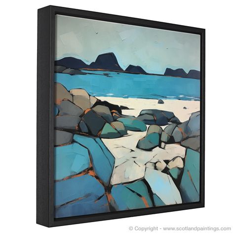 Painting and Art Print of Mellon Udrigle Beach, Wester Ross entitled " – Scotland Paintings and Art Prints Stones Art, Paint Stone, Mosaic Painting, Natural Painting, Abstract Beach Art, Painting Mountains, Abstract Mountain Painting, Surfboard Painting, Coastal Artwork