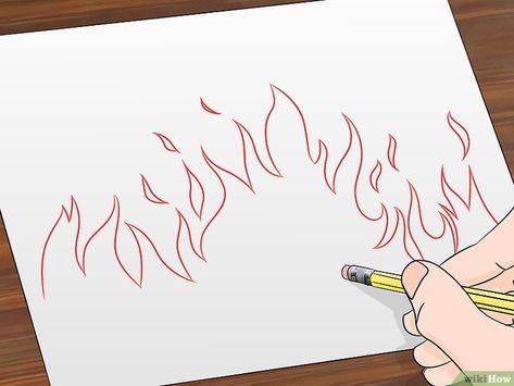 How to Draw Flames: 14 Steps (with Pictures) - wikiHow Drawing Flames Easy, How To Draw Flames Step By Step, Flames Drawing Simple, Flame Templates Free Printable, How To Draw Fire Flames, Flame Drawing Easy, How To Draw Flames, How To Paint Fire, Fire Calligraphy