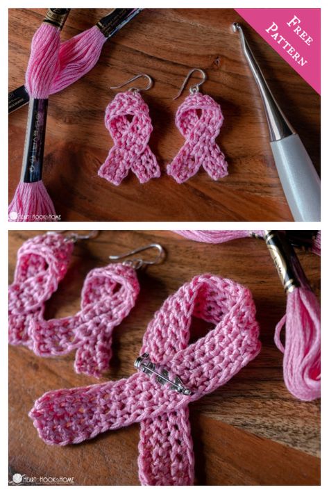 Pink Ribbon Crafts, Pink Ribbon Awareness, Crochet Patterns Free, Amazing Crochet, Working Women, Christmas Ornament Pattern, Awareness Ribbon, Handmade Holiday, Awareness Ribbons