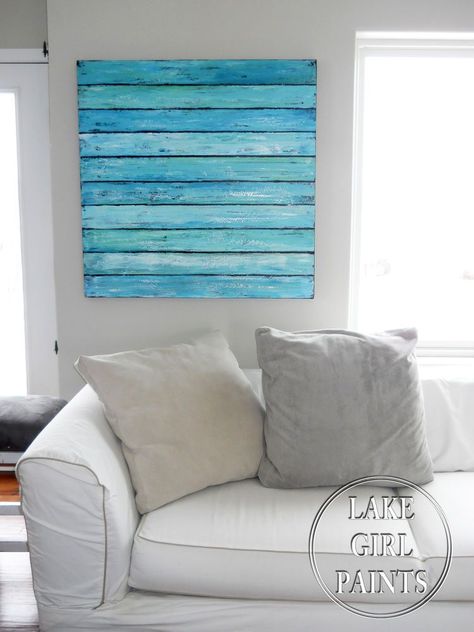 Create a Beach Reminder in Your Winter Home Beach Art Diy, Abstract Beach Art, Beach Home Interiors, Light Up Canvas, Lake Girl, Beach Diy, Beach House Interior, Winter Home, Beach House Design