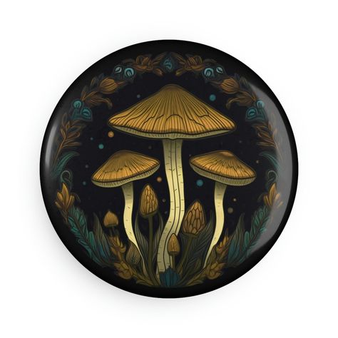 Golden Teacher Mushroom Button Magnet Round - Etsy Ireland Golden Teacher Mushroom Tattoo, Golden Teacher Mushroom, Golden Mushroom, Mushroom Circle, Amanita Muscaria Painting, Mushroom Enamel Pin, Mushroom Images, Mushroom Tattoos, Button Magnets