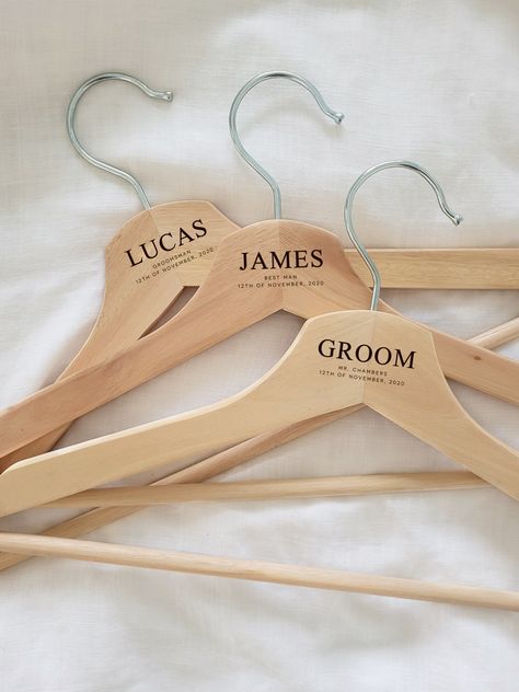 Hangers Wedding, Groomsmen Gifts Thank You, Bridesmaid Hanger, Wooden Hangers Ideas, Wooden Hanger, Wedding Hanger, Groomsmen Hangers, Wedding Day Hangers, Hangers For Bridesmaids