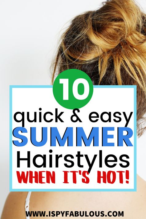 If temps are blazing and your hair is starting to stick to your neck, check out these new summer hairstyles that will quickly get your hair up with style. These quick and easy hairstyle tutorials are perfect or hot summer months! #hairstyles #hairtutorials #summerhair Easy Updos For Medium Hair Casual, Hair Ideas For Hot Weather, Hairstyle For Hot Weather Summer, Easy Hot Day Hairstyles, Summer Up Dos For Medium Hair, Hair Styles For Hot Summer Days, Summer Hair Dos For Long Hair, Mom Summer Hairstyles, Updos For Hot Days Summer Hair