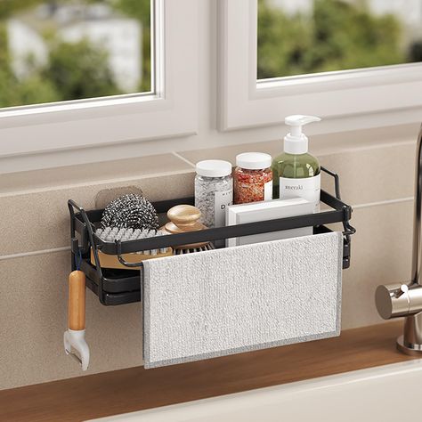 PRICES MAY VARY. VERSATILE SPONGE HOLDER FOR KITCHEN SINK - ASYEHJNR sink caddy is different from other brands, the dimension of this sponge holder for kitchen sink up to 5.11 inches wide, 3.14 inches height and 10.23 inches length. Expanded its kitchen storage capacity and allowed for flexible placement of sponges, brushes, towels, dish soap, soap dispensers, sink strainer, sink stopper, etc. Make your kitchen look cleaner and tidier. WALL MOUNT KITCHEN SINK ORGANIZER - Our kitchen sink organiz Kitchen Caddy, Kitchen Sink Caddy, Kitchen Sponge Holder, Metal Sink, Kitchen Sink Organizer, Pantry Organizers, Sink Caddy, Caddy Organizer, Sink Sizes