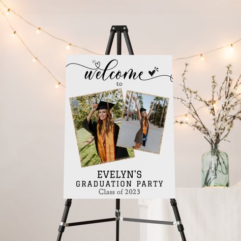 Graduation Signs, Graduation Party Supplies, Graduation Celebration, Cute Disney Wallpaper, Graduation Announcements, Cute Disney, Yard Signs, Modern Calligraphy, 2 Photos