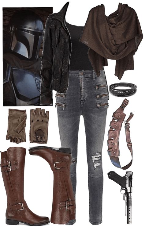 The Mandalorian Inspired Outfit, Mandalorian Outfit Ideas, Star Wars Everyday Outfits, Mandalorian Bounding, Star Wars Inspired Outfits Casual, Disneybound Outfits Star Wars, Mandalorian Inspired Outfit, Mandalorian Disneybound, Star Wars Aesthetic Clothes