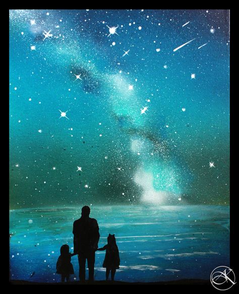 Fathers Day Painting Canvases, Space Painting Galaxy, Galaxy Art Painting, Father's Day Painting, String Painting, Kids Tattoo, Meaningful Paintings, Disney Canvas Art, Father Art