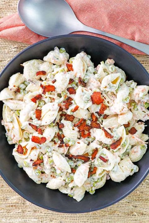 Suddenly Pasta Salad, Salad Ranch, Bacon Peas, Salad Copycat, Homemade Pasta Salad, Bacon Pasta Salad, Salad Bacon, Suddenly Salad, Salad Appetizer Cups