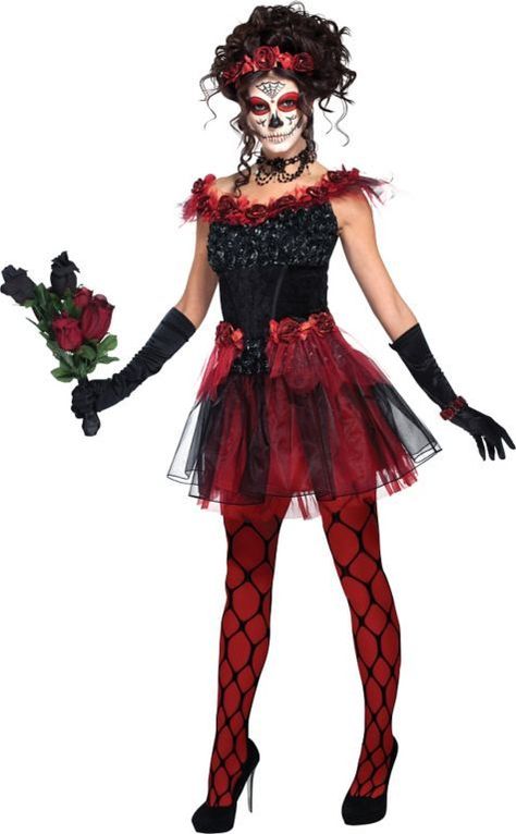 Coisas que Gosto: Skull Costume, Sugar Skull Costume, Party City Costumes, Sugar Skull Girl, Sugar Skull Makeup, Day Of Dead, Costumes For Teens, Skull Makeup, Fantasias Halloween