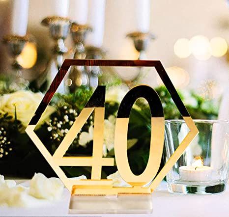 Amazon.com: Fashionclubs Table Numbers, 1-40 Wedding Acrylic Table Numbers with Holder Base Party Card Table Holder,Hexagon Shape,Perfect for Wedding Reception and Decoration,Gold : Home & Kitchen Hexagon Table Numbers, Acrylic Table Numbers, Table Number Stands, Wedding Acrylic, Acrylic Table Number, Rustic Wooden Table, Wedding Numbers, Card Table, Acrylic Table